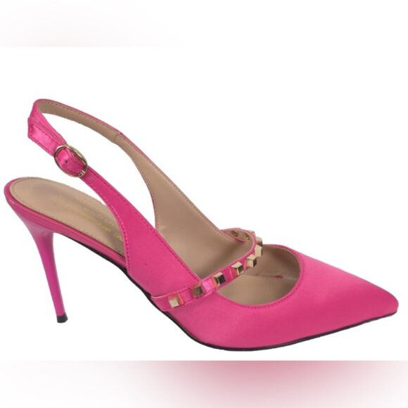 NWOB‎ MEILYGRSS High Quality HANDMADE Metallic Rivets Satin Heels Sandals 9.5 - Picture 11 of 16